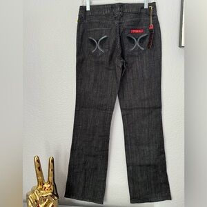 NWT Sasson Vintage 80’s/90’s Jeans. Black Boogie Bootcut W/ Silver Pocket.
